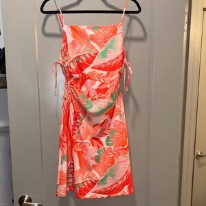 Side cutout Tropical Print Sleeveless Dress